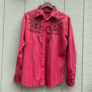Patron Cito Shirts Mens L Red  Pearl Snap Western Embroidered Charro Cowboy READ